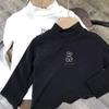 Camiseta interior de invierno de cuello alto para niños, terciopelo de doble cara cálido, top interior para bebé de estilo occidental que combina con todo, camiseta de manga larga
