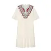 Bestseller Transfronteiriço AliExpress Primavera 2026 Novo Vestido Midi Casual Soltinho Bordado Feminino 6895243