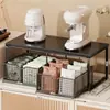 Prateleira de armazenamento multiuso para mesa com gavetas, prateleira de armazenamento multicamadas para sachês de chá, copos de água, máquina de café e lanches