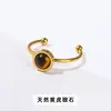 Anillo de Piedra Natural Giratorio Estilo Europeo Acero de Titanio Chapado en Oro Banda Ajustable Cristal de Color Piedra Anillo para Mujer Joyería al por Mayor