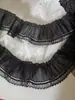-Roupas de boneca feitas sob medida Acessórios de renda Off-white preto seda artificial plissado Acessórios de roupas de boneca renda