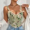 Corsé Sexy con Tirantes Transfronterizo Europeo y Americano Francés Floral Retro Chaleco Nuevo Comercio Exterior Floral Camisola Corsé
