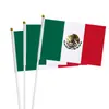 Bandera Mexicana de Mano No. 8 14*21cm Abanico Bandera Ondulante a Mano Doble Cara Poliéster Transfronterizo Copa del Mundo Bandera Pequeña de 32 Equipos