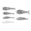 Plata S925 Plata Taian Accesorios DIY Pez Plateado Blanco y Negro Jugando Loto Tubo de Plata Tubo Curvado Pez Pequeño Accesorios de Plata Cuentas Espaciadoras para Pulsera