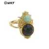 WT-R477 Diseño de borde clásico estilo europeo con patrón de doble gema Anillo de diseño ajustable de 18K Anillo de regalo para niñas