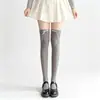 Meias puramente desejáveis com laço, meias longas estilo JK Lolita de garota doce de outono, meias cinzas, estilo sexy de balé