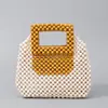 Bolso de Mujer con Cuentas de Madera Enspt Bolso Cuadrado Pequeño Transfronterizo de Gama Alta Bolso de Mano Tejido a Mano Bolso de Moda Nicho para Viaje Diario para Mujeres