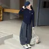 Conjunto de Ropa de Otoño para Niñas Pantalones Anchos a Rayas con Sudadera Conjunto de Dos Piezas para Niñas Niños Medianos y Mayores Estilo Coreano Casual Moderno Ropa de Otoño
