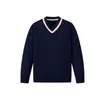 Suéter de Tricô com Gola V Estilo Academia para Meninos 4-16 Anos Tamanhos Médio e Grande Crianças Color Block Tricô Trançado Manga Longa Camada Base Outono Inverno