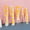 Peine de 5 piezas para el cabello transfronterizo, plástico no rompible para uso doméstico, para cabello largo, cabello grueso, permanente, cabeza de aceite puntiaguda, juego de peines