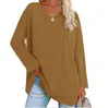 Camiseta Oversize para Mujer Europea y Americana en Stock, Nuevo Modelo de Exportación de Amazon, Multicolor de Corte Holgado, Mangas Caídas, Cuello en V, Top de Color Sólido para Mujer
