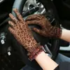 Guantes de Protección Solar de Verano para Mujer, Encaje Delgado, Malla Sexy con Estampado de Leopardo, Elásticos y Elegantes, Protección UV para Conducir en Primavera y Otoño