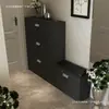 Gabinete de Zapatos Ultra Delgado de Madera Maciza Negra 17cm Pasillo de Entrada Extremadamente Estrecho Apartamento Pequeño Gabinete Económico de Almacenamiento para la Entrada