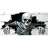 Banner de Garaje de Halloween Decoración de Puerta Tela Colgante Calabaza de Terror Bruja Calavera Fondo de Fiesta Transfronterizo En Stock Fábrica