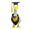 Porche Gran Ganso Blanco Traje de Graduación Ropa Adornos de Gran Ganso Blanco Sombrero de Licenciatura Negro Traje con Corbata Negra