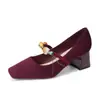 5688-17 Zapatos Mary Jane Elegantes Estilo Coreano Tacón Medio de 5cm Planos con Cadena de Ágata Boca Baja Primavera y Verano