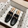 Sapatos Mueller Genuínos Planos Primavera/Verão 2022 Novo Estilo Baotou Meio Chinelos Desgaste Externo Fivela de Cavalo Sem Salto Sapatos Preguiçosos