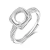 Anillo de Plata de Ley S925 con Montura para Piedra Redonda de 7 mm, Base de Anillo Novedosa Enrollada para Incrustación DIY con Accesorios de Diamante