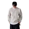 Suéter de Media Cremallera para Hombre Estilo Otoño/Invierno Retro Japonés Sentido de Alta Gama Estilo Perezoso Sin Cuello Tejido Holgado Casual