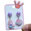 Conjunto de pendientes con clip para las orejas de unicornio para niñas, de resina, con dibujos animados de estilo europeo y americano.