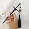Horquilla de espada con borla, horquilla, placa para el cabello, estilo antiguo, espada hanfu, accesorios caballerescos, tocado de forma cóncava, tira del cabello, paso, agitar palillos