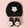Set de Sombrero y Calcetines para Bebé de Comercio Exterior, Set de Sombrero Hiyab Floral para Recién Nacido, Set de Accesorios para la Cabeza de Bebé, Calcetines para Bebé