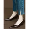 Linhas Femininas~Sapatos Elegantes de Bico Fino e Decote Baixo com Salto Médio para Mulheres, Sapatos Profissionais Simples de Salto Alto com Saltos Finos