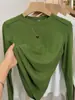 Top de manga larga con cuello redondo y línea de hombros para mujer, temporada de primavera y otoño 2026, estilo coreano, simple, casual, para ir al trabajo, moderno, versátil, camiseta básica