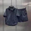 Conjunto de Dos Piezas para Hombre: Sudadera con Capucha Deportiva Fina de Marca de Moda, Mangas Cortas y Shorts, Traje Casual Holgado de Moda
