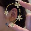 Mushang 1243 Aliexpress Venta Caliente Flor Cristal Gancho de Oreja Clip de Oreja Pendientes Flor de Diamante Clip para Cartílago de Oreja Mujeres Venta al por Mayor