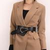 Estilo Básico de Inverno da Moda~ Design Ins Tridimensional Cinto Preto na Cintura com Toque de Luxo, Casaco de Versão Larga com Cinto Largo