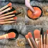 Conjunto de 8 Pincéis de Maquiagem Portátil para Viagem Pincel para Blush Pincel para Sombra Pincel para Base Pincel para Corretivo Pincel para Contorno Pelo Animal