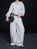 Camisa de Algodón y Lino de Manga Larga Blanca Moment para Mujer Verano 2025 Nuevo Estilo Elegante Estilo Relajado Estilo Hong Kong Súper Bonita Suelta