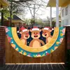 Transfronteiriço Novo Produto Forma de Leque Semicírculo 2025 Natal Personagem de Desenho Animado Festa Decoração Bandeira Cortina de Porta Cobertura de Porta Banner de Porta