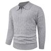 Comércio Exterior Aliexpress Suéter de Tricô com Gola Polo Outono e Inverno para Homens, Suéter Jaqueta com Padrão Torcido, Estilo Old Money, Caimento Solto, Camiseta Básica Camada Interna