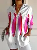 Camisa de manga de siete puntos con hombro descubierto para mujer transfronteriza, tendencia de verano europea y americana, estampado floral, impresión 3D