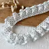 Acessórios de Renda Plissada com Bolinhas Pretas e Rosas de Camada Dupla Material DIY Feito à Mão Tábua de Pintura Fita Acessórios de Cabelo Material para Caderno Decorativo