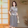 Vestido Novo de Verão 2025 da Mamãe Estilo Chinês, Elegante e Nobre, Conjunto de Duas Peças Chinoiserie Novo para Mulheres de Meia-Idade e Idosas