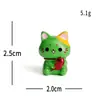 Figura creativa de gato de la fortuna verde para micro-paisajismo, accesorio de decoración DIY, mini adorno para escritorio y coche