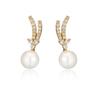 RAKOL moda transfronteriza elegantes aretes de botón de perlas de circonita retro de alta calidad para mujer