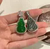 Plata S925 Calcedonia Natural Verde Alto Hielo Colgante Calabaza Nuevo para Mujer Chinoiserie Tendencia Nacional Cadena de Clavícula Collar de Jade Fulu