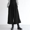 Calças femininas de outono e inverno estilo western culottes calças largas folgadas calças cropped de lã cintura elástica calças largas de perna larga engrossadas de lã plus size