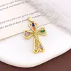 Colgante Transfronterizo Estilo Europeo y Americano Ins Moda Accesorios de Joyería DIY Zirconia Colorida Microincrustada Accesorios de Cruz Geométrica para Mujeres