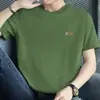 Camiseta Branca de Verão Masculina Manga Curta Algodão Puro Gola Redonda Top Tendência Camiseta de Algodão Manga Meia Estampada com Letras