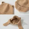 Novo Chapéu de Lã Tricotado de Ursinho Fofo Outono e Inverno Chapéu Pulôver Quente Feminino para Exterior à Prova de Frio Proteção de Orelha Acúmulo de Frio Chapéu