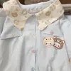Pijama Cartoon Fofo Rilakkuma para Mulheres, Conjunto de Duas Peças de Shorts de Manga Curta Finos de Verão Que Podem Ser Usados Fora de Casa como Conjunto de Roupa de Casa