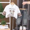 Moda infantil 2025 primavera y otoño nuevo para niño pequeño camiseta de dibujos animados de cachorro manga larga conjunto de dos piezas guapo Pantalones vaqueros para niños