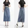 Falda Vaquera para Mujer 2026 Primavera/Verano Nueva Cintura Alta Adelgazante Casual Largo Midi Abertura Falda Vaquera