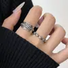 Anillo fino de diseño de pétalo retorcido con textura retro nuevo, una pieza única y elegante, anillo ajustable para mujer