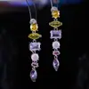 Conjunto de Duas Peças de Colar e Brincos de Cristal Zircônia Coloridos Inspirados em Design, Estilo Festivo, Conjunto de Joias Fresco e Versátil para Vendas Transfronteiriças